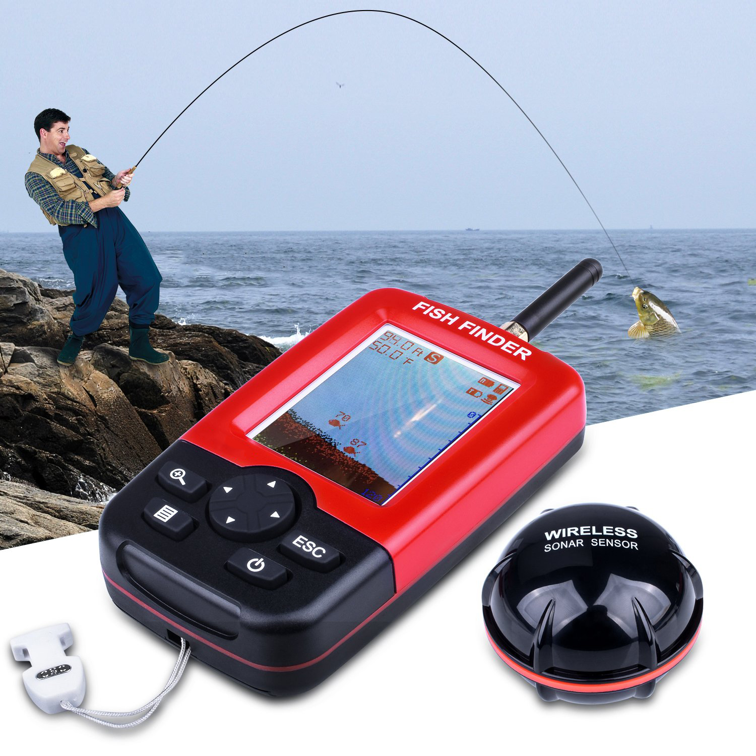 100M Portable Sonar Fish Finde - Fishing Equipment English recension och pris